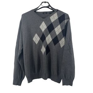 VAN HEUSEN Argyle Sweater Men's XXL Grandpa V Neck Gramps‎ Dad Classic Iconic